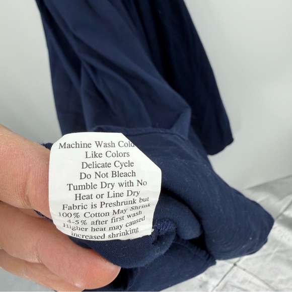 Petite Plume Navy blue Twill Margaux Dress in 100% cotton ruffle sleeves sz S - Picture 7 of 13